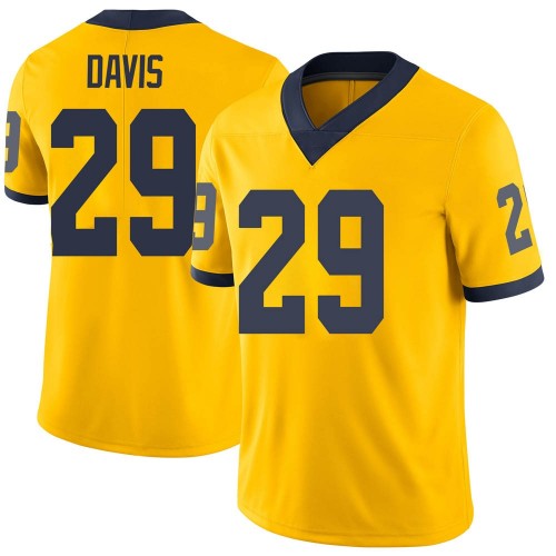 Jared Davis Michigan Wolverines Youth NCAA #29 Maize Limited Brand Jordan College Stitched Football Jersey ZXZ5254PR